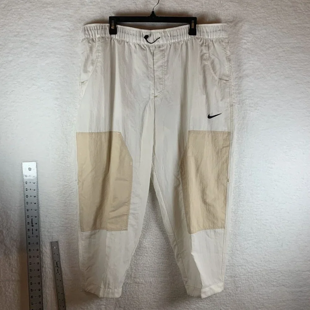 Nike Panel‎ Pants Women's 2XL White Track Loose Fit High-Rise Elastic Waist 7265